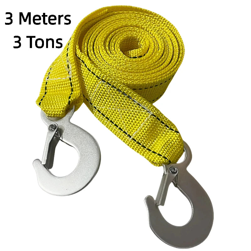 1 Pcs 3M/4M Car Tow Cable Heavy Duty 3Ton/5Ton Trailer Rope Towing Pull Rope Strap Hooks Van Road Recovery Car Accessories Qme