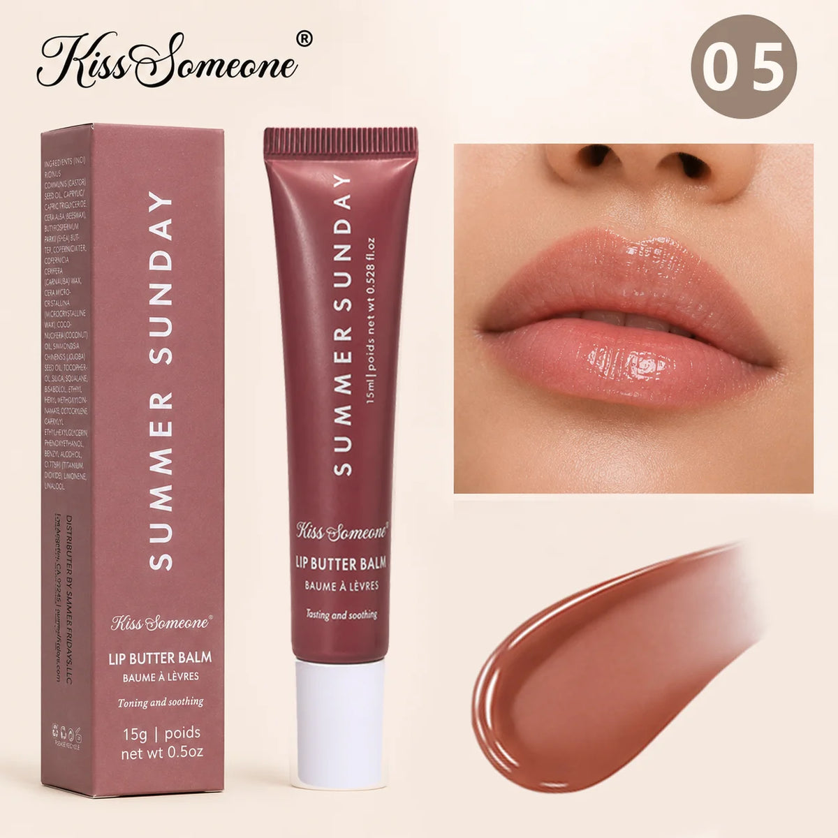 6-color lip gloss，High-Shine Hydrating Lip Oil Set Plumping Glass Lip Makeup For Party，Non stick to cup lip gloss，Halloween Qme 05 15ml