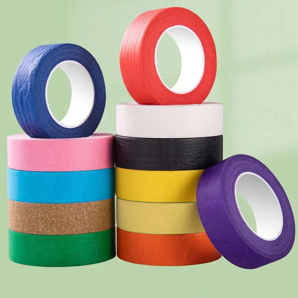 12 Rolls Colored Masking Tape Adhesive Painters Textured Paper Roll Stickers Decoration DIY Marker Label Drafting Craft Qme 2.5cm