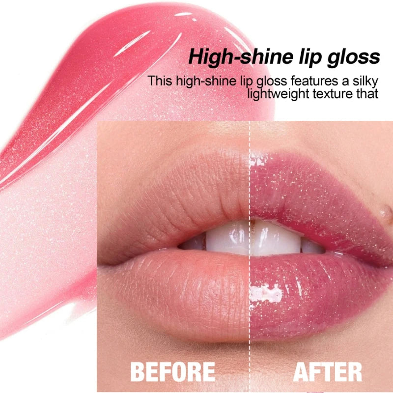4 Colors Bowknot Bracelet Keychain Lip Oil, High Shine Hydrating Glitter LipGloss, Mirror Water Lip Glaze Non Sticky Lip Makeup Qme