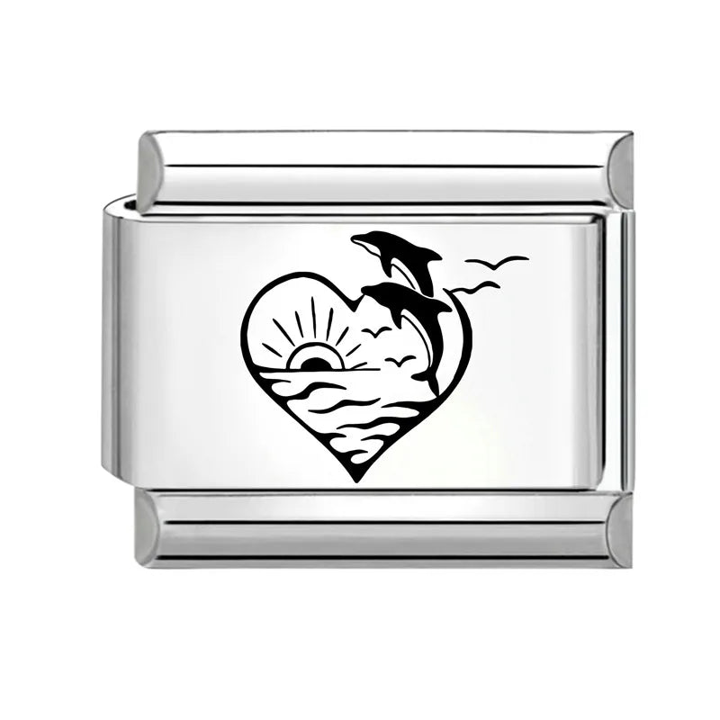 Wholesale Laser Engraving Cute Cats 666 999 Italian Charm Links Fit 9mm Stainless Steel Bracelet Women DIY Making DIY Gift Qme Style 21