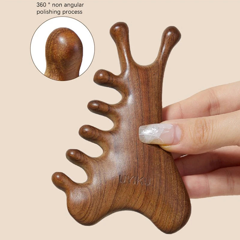 Multifunctional Meridian Massage Comb Handleless Wooden Point Qme