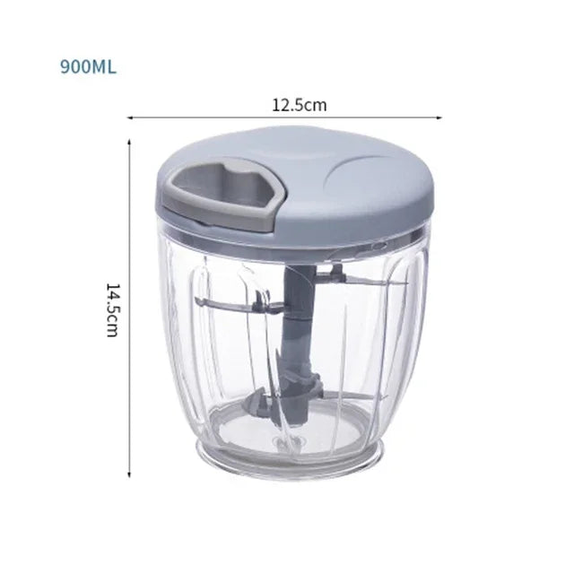 500/900ML Garlic Chopper Manual Garlic Press Food Vegetables Cutter Meat Grinders Kitchen Gadgets Hand Mincer Garlic Masher Qme Blue900ml