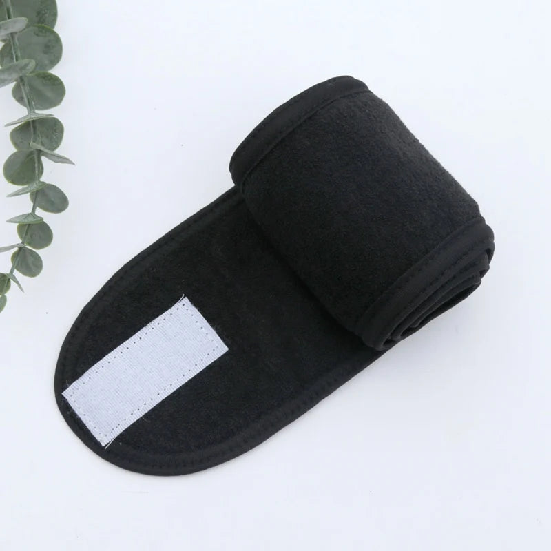 Women Head Band Adjustable SPA Facial Yoga Headband Bath Makeup Hair Qme black