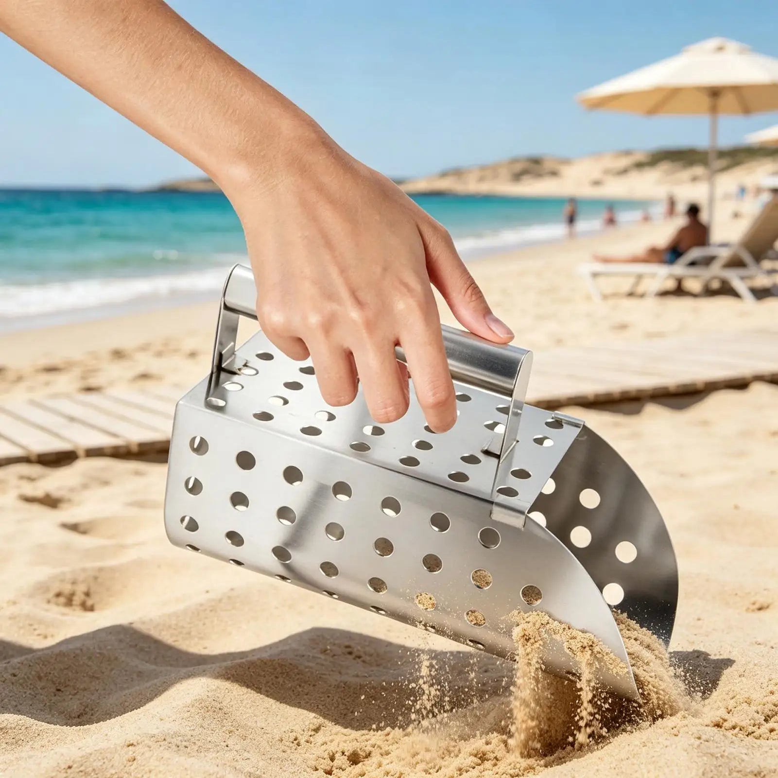 Sand Scoop Heavy Duty Handheld Sifter Beach Shovel Treasure Hunting Qme