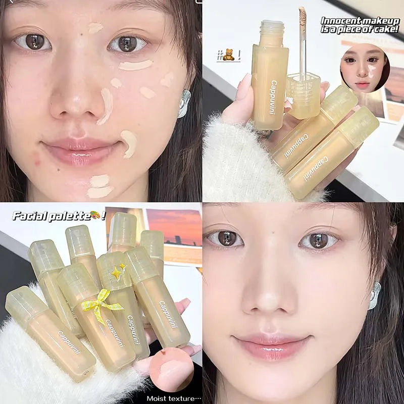 Matte Face Liquid Concealer Light Olive Cream Natural Whitening Full Coverage Waterproof Brightening Cover Dark Circle Concealer Qme