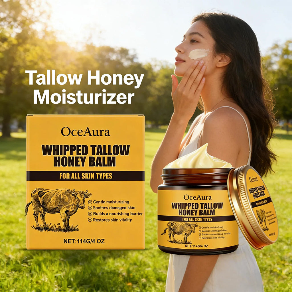 Beef Tallow Honey Balm Deep Hydrating Soft Smooth Skin Damage Care Tighten Fine Lines Facial Moisturizer Rejuvenating Face Cream Qme