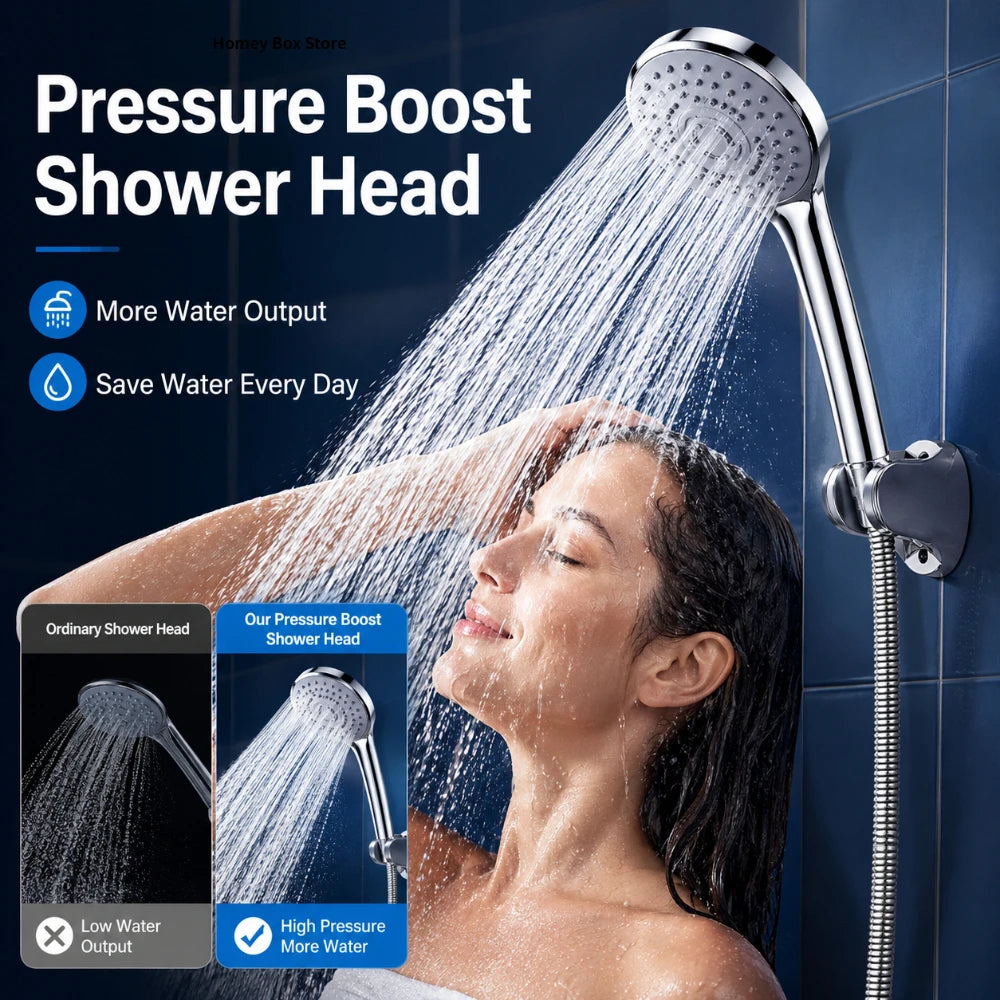 1/2/3Pcs Portable Shower Head 5 Flow Modes High Pressure Water Saving Sprayer Replacement Nozzle For Daily Home Bathroom Bathing Qme