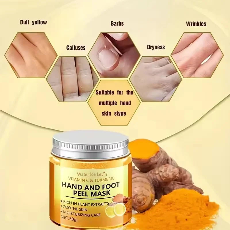 Vitamin C Turmeric Hand Wax Mask For Hands And Feet Smoothing Skin Gently Cleansing Hand Mask Illuminating Hand Skin Product Qme