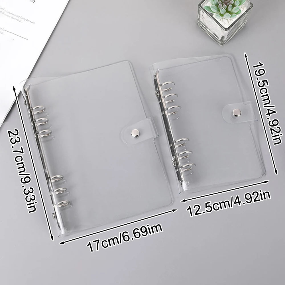 Travel Ledger Seal Punch Card A5/A6 Notebook Transparent Loose-Leaf Pvc Shell Ledger School Office Qme