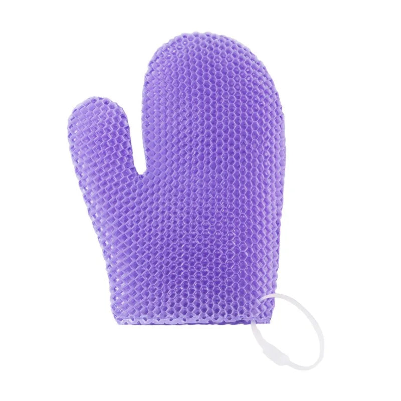 Honeycomb Exfoliating Glove Face Body Deep Cleansing Quick Dry TPU Qme Purple