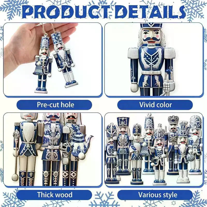 12PCS Nutcracker Wooden Decorative Set - New Year Christmas Gift, Party Decoration And Home Decor Xmas Tree Hanging Ornament Qme