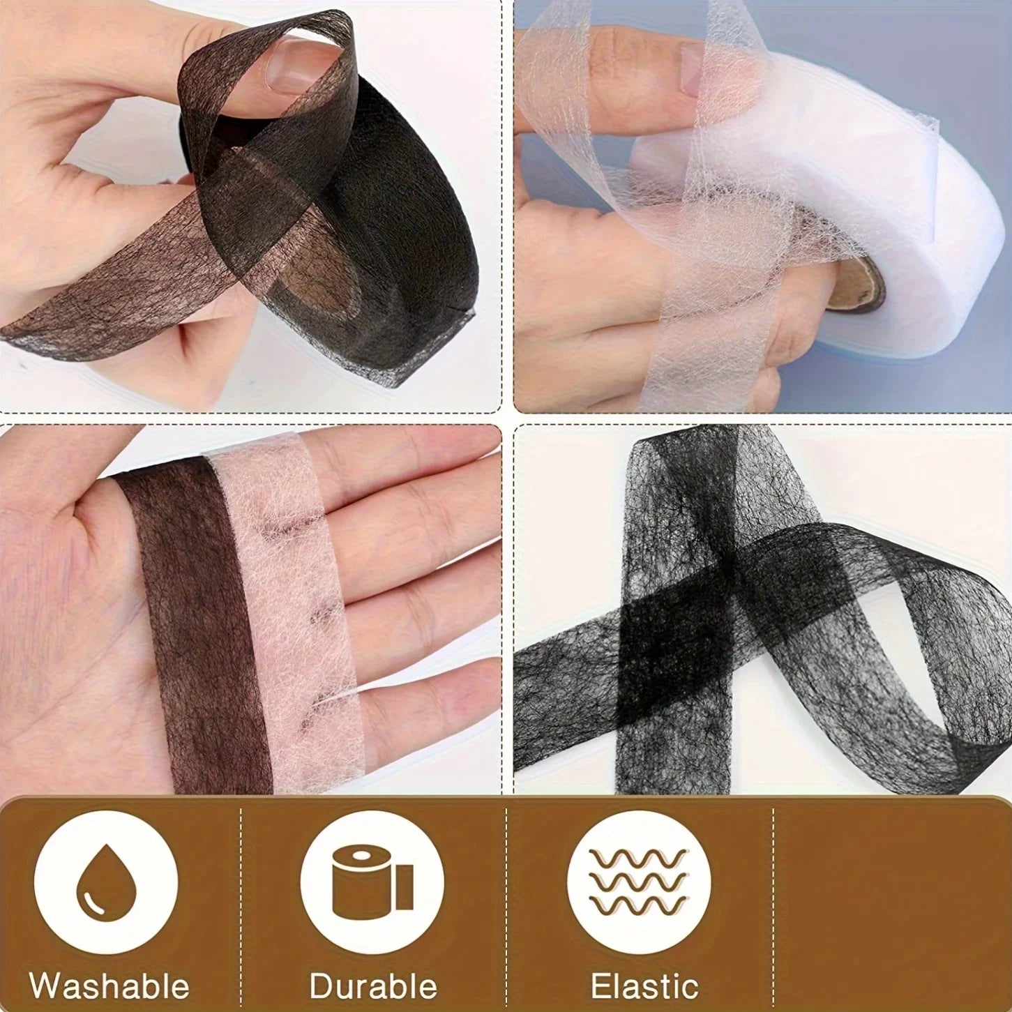 1 Rolls Fabric Fusing Tape Adhesive Hem Tape Iron On Tape Each 1.5cm(White/Black, 70 Yards) Qme
