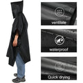 3-in-1 Waterproof Rain Poncho Hooded All-in-one Cover Motorcycle Qme black