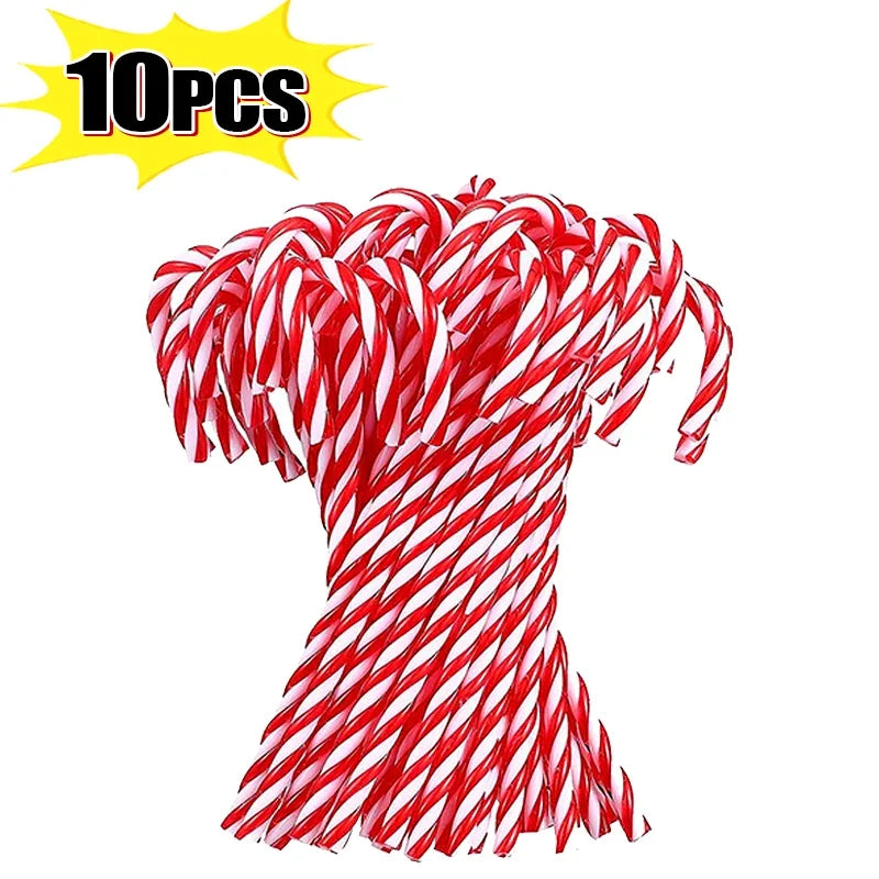 Christmas Candy Canes Xmas Tree Acrylic Crutch Hanging Pendant Ornaments New Year Party Home Decoration Kids Toy Gifts 10/20Pcs Qme Red- 10PCS