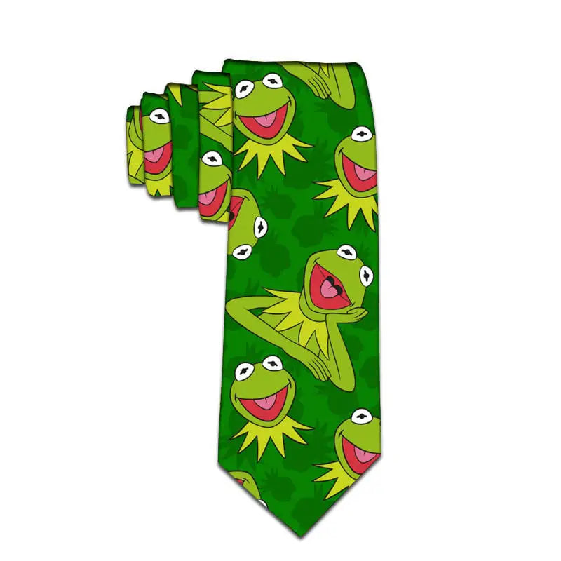 Funny Frog Sunflower Print Men's Tie Fashion Business Personality Qme