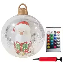 24 Inch Inflatable Christmas Balls Outdoor Christmas Decorations with Lights PVC Giant Inflatable Christmas Balls Holiday Decor Qme A-Shine 60cm