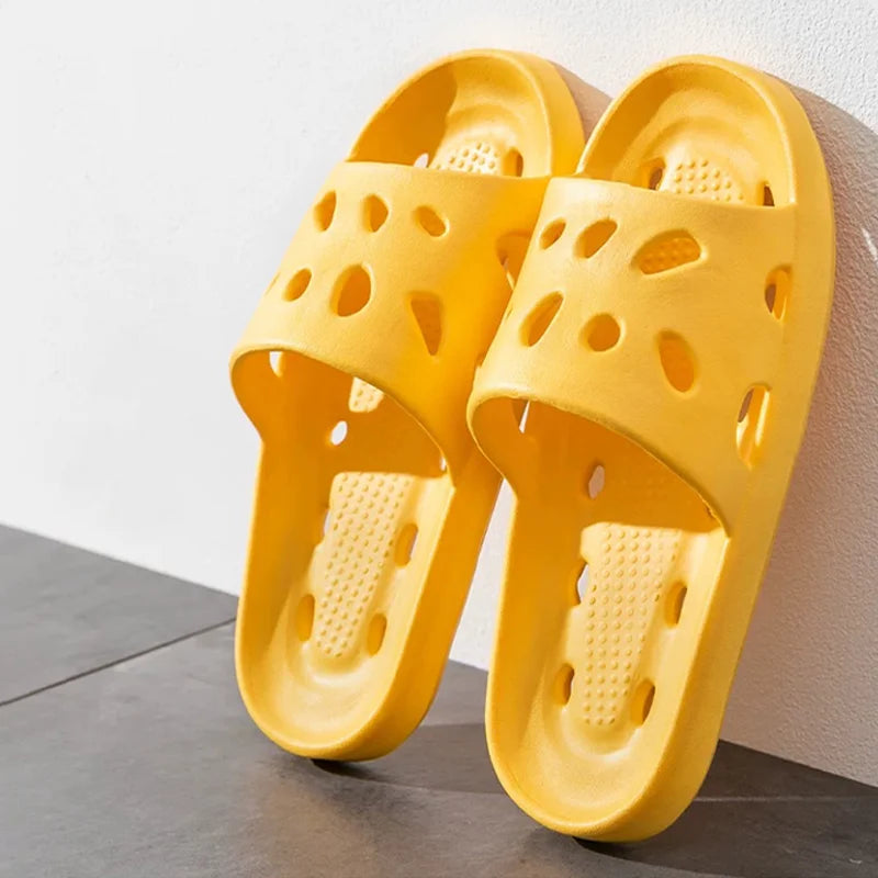 Women Thick Platform Cloud Slippers Summer Beach Eva Soft Sole Slide Sandals Leisure Men Ladies Indoor Bathroom Anti-slip Shoes Qme C-Yellow 36-37