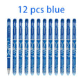 12-32Pcs/Set Erasable Ballpoint Gel Pens Set 0.5 Mm Fine Point Blue Kawaii for Writing Stationery Office School Supplies Qme 12 blue pen