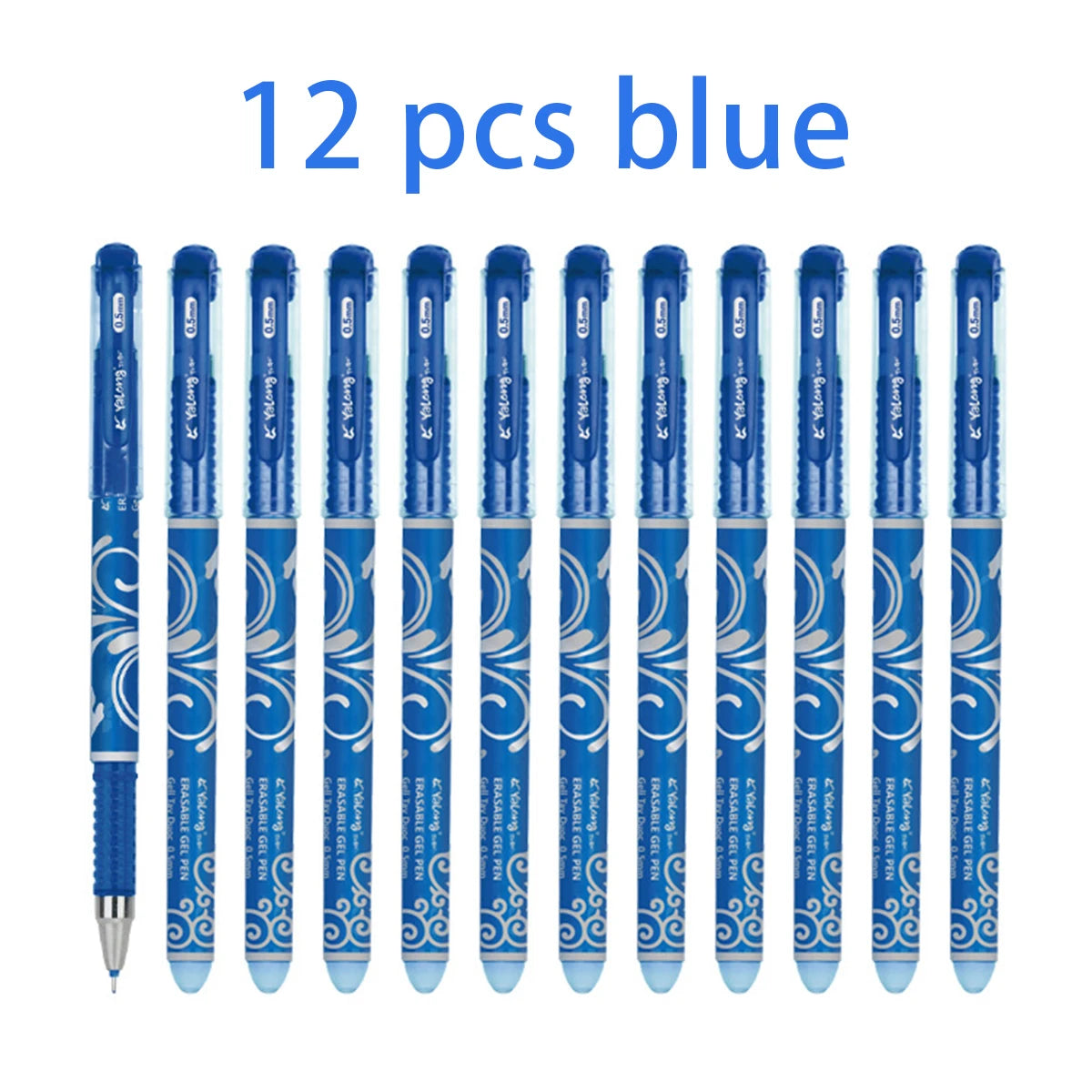 12-32Pcs/Set Erasable Ballpoint Gel Pens Set 0.5 Mm Fine Point Blue Kawaii for Writing Stationery Office School Supplies Qme 12 blue pen