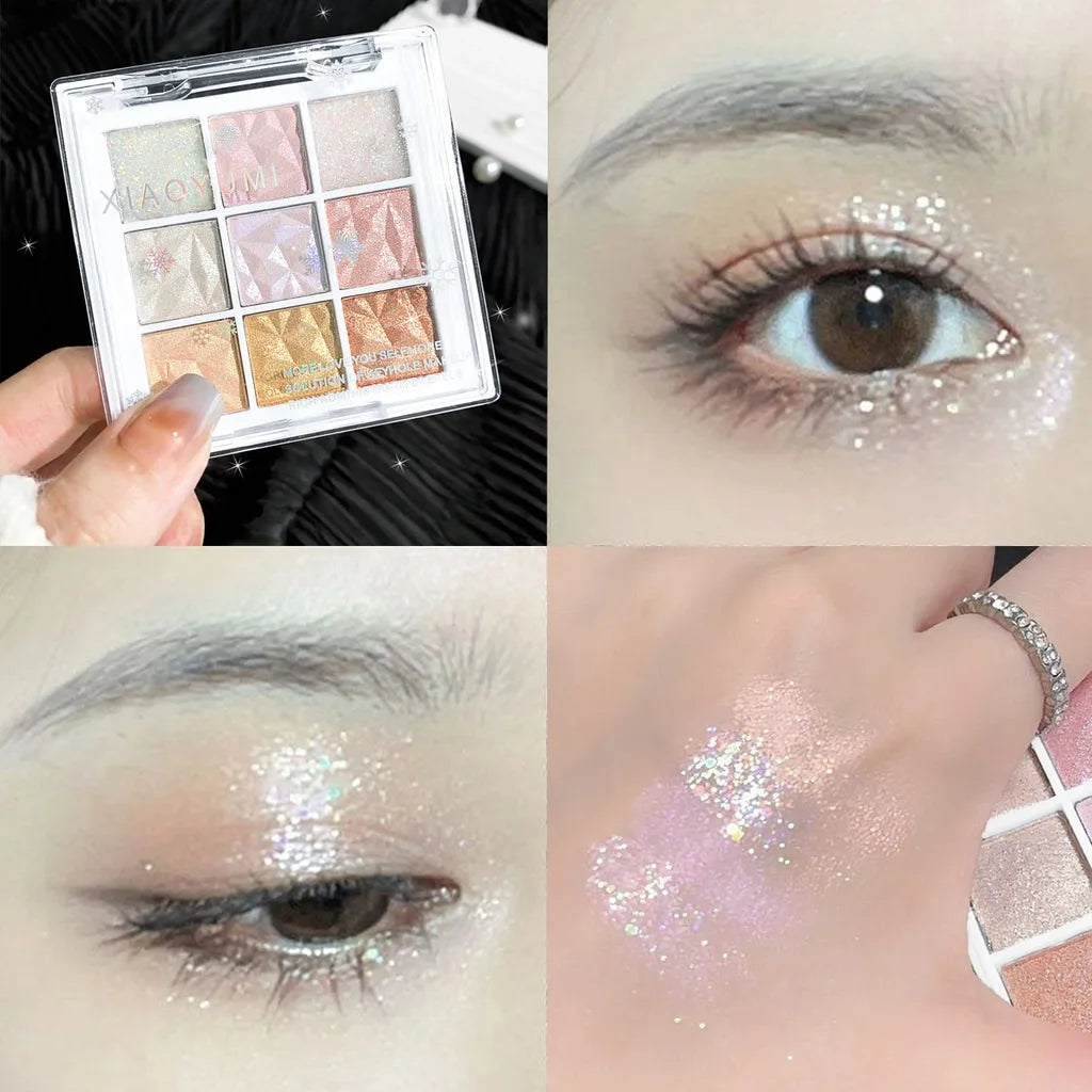 Nine-color Shimmer Eyeshadow Palette Containing Fine Sequins Qme