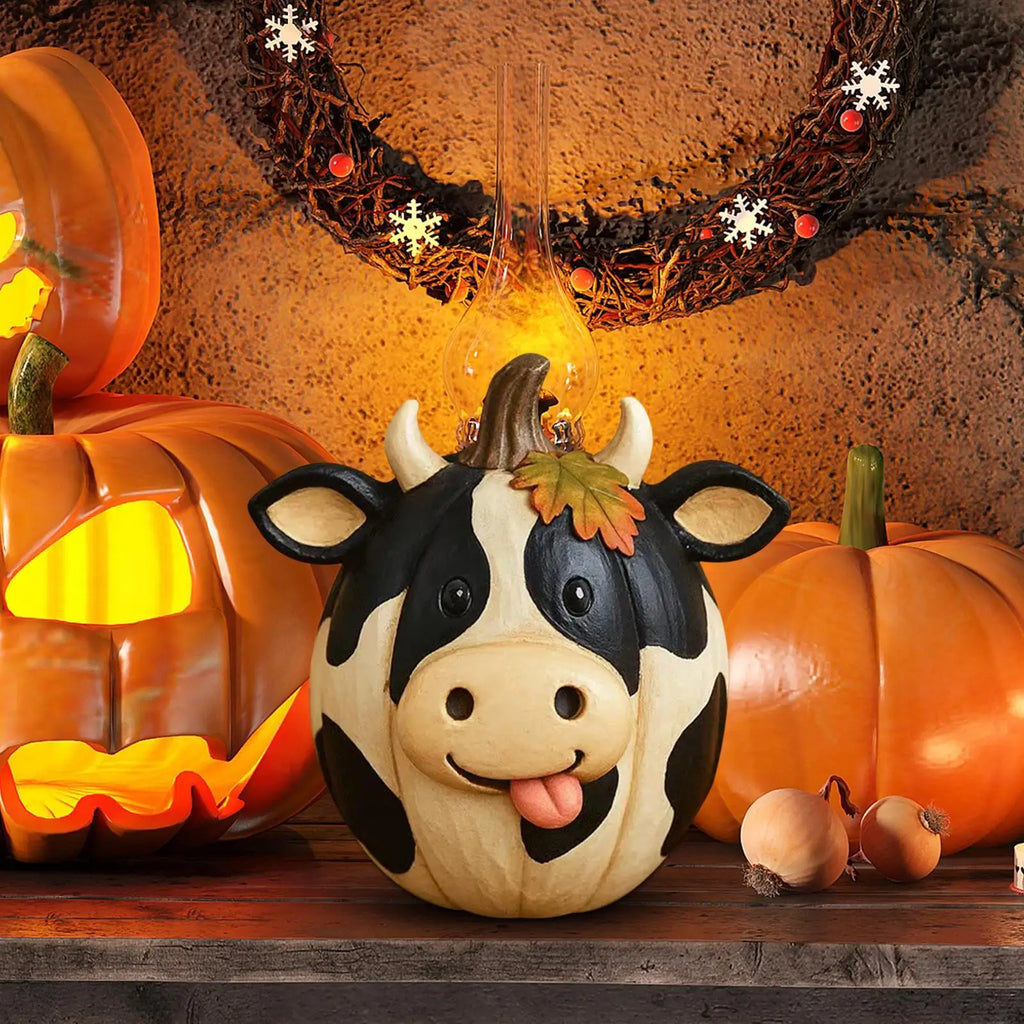 Farm Animal Pumpkin Decorations Cow Duck Sheep Chicken Desk Figurine Qme