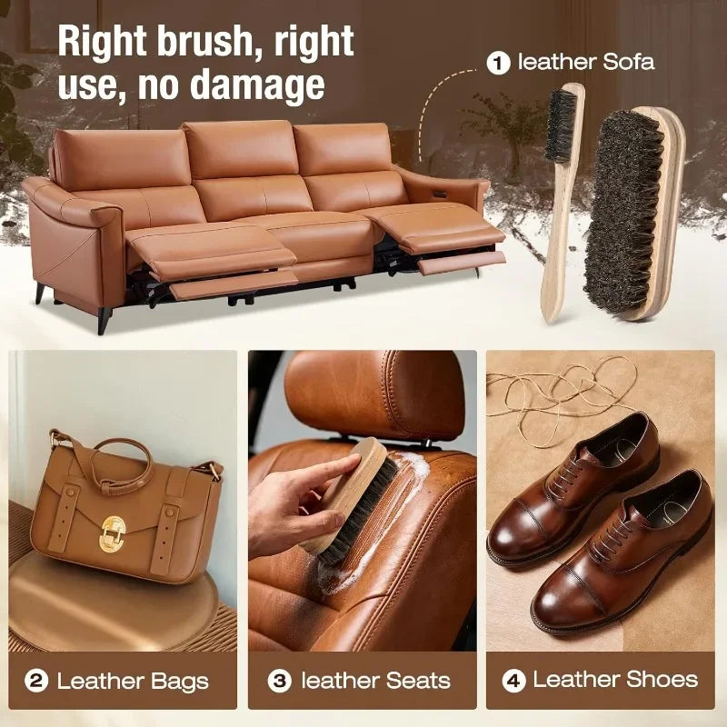Shoe Cleaning Brush Suede Eraser Premium Horsehair Polish Long Qme