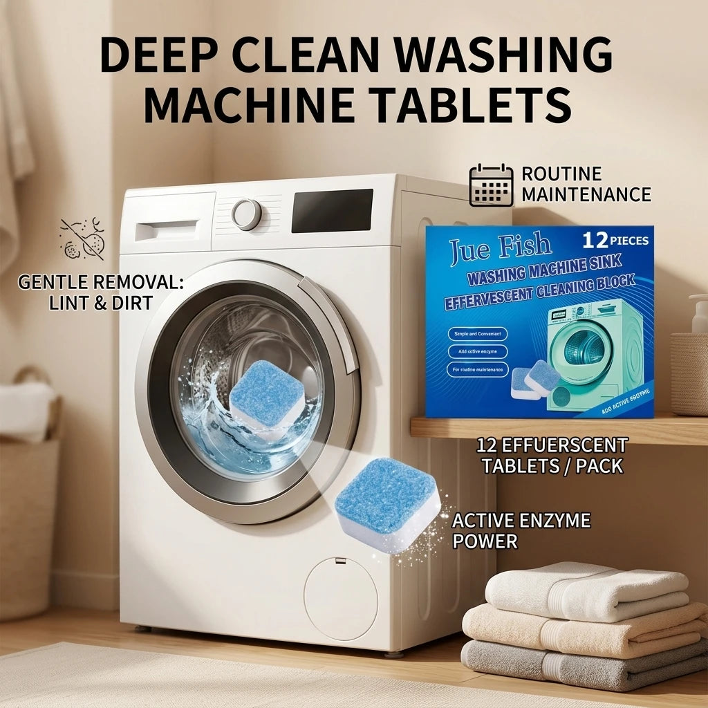 Washing Machine Effervescent Cleaning Tablets Removing Stains & Scale Eliminate Odors Routine Maintenance Washer Cleaning Sheet Qme