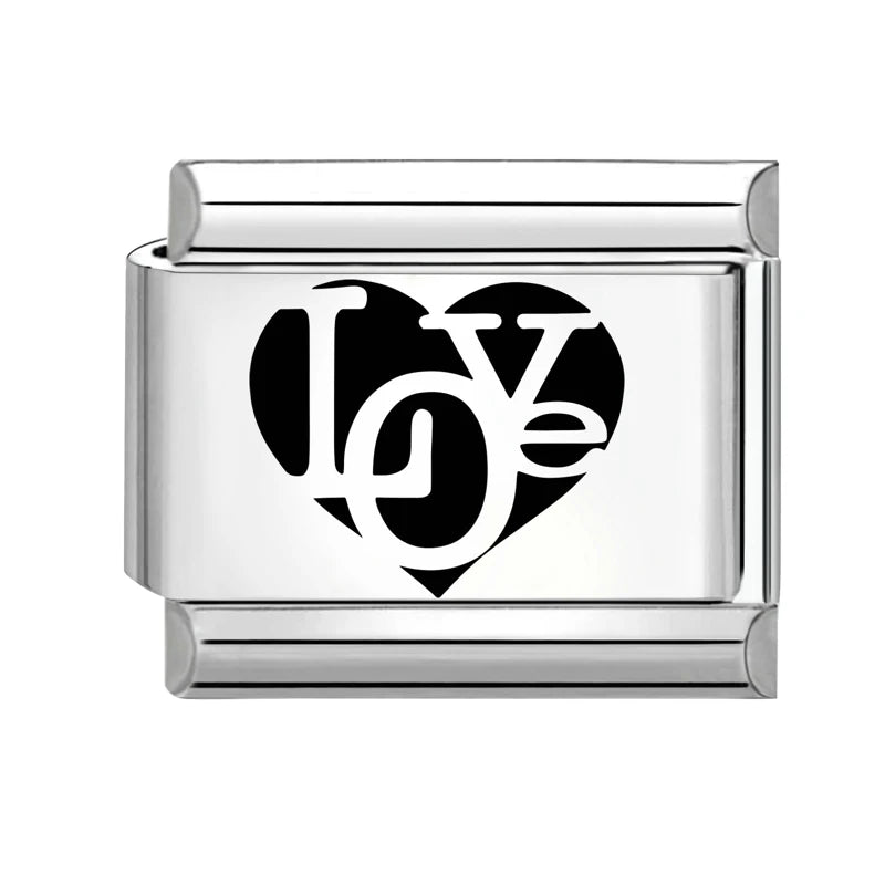 1pc Original Laser Engraving Star Art LOVE Heart Fish Charm Link fit 9mm Stainless Steel Jewelry Making DIY Italian Bracelet Gif Qme Style 21