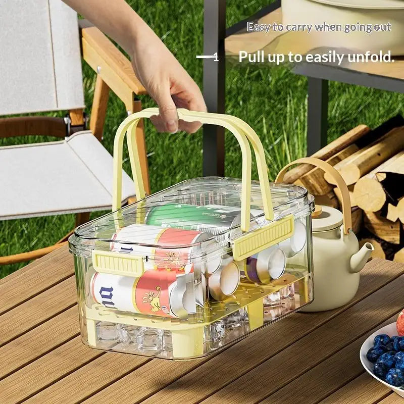 Handle Leak Proof PET Drain Storage Box Double Layer Food Container Qme