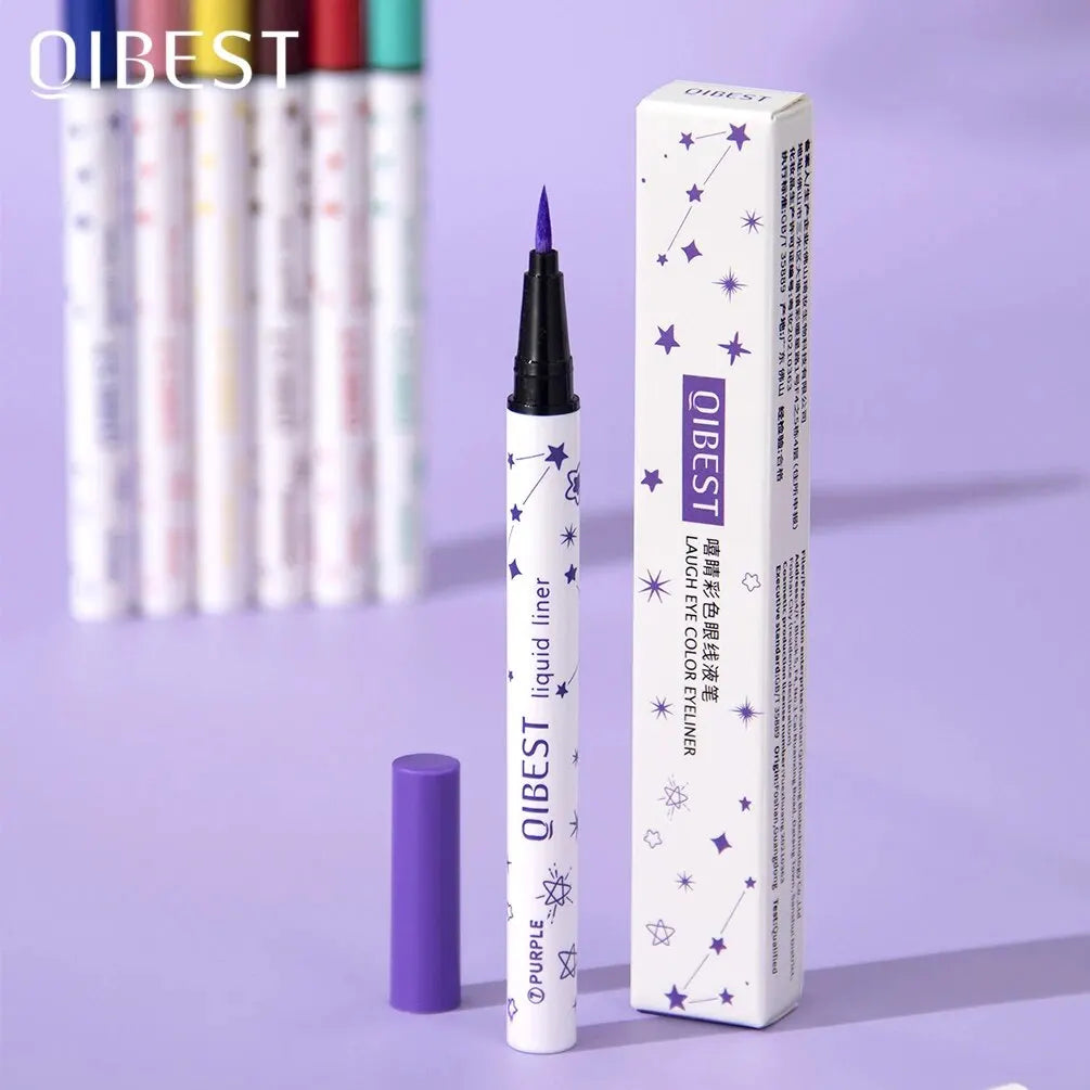 QIBEST Eyeliner Liquid Waterproof Matte Liquid Eyeliner Pen Long Lasting Green Yellow Purple Blue White Eye Liner Pens Cosmetics Qme