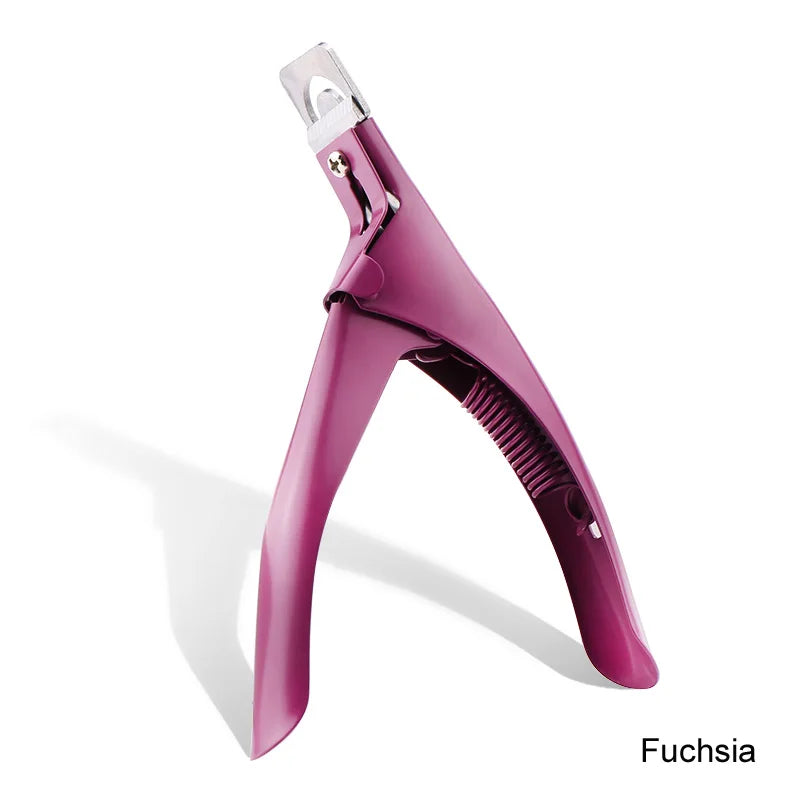 Stainless Steel U Shaped False Nail Cutter Professional Acrylic Nail Tip Trimming Clipper Multipurpose Manicure Salon Care Tool Qme Fuchsia