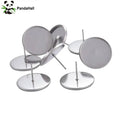 PandaHall 20-50Pcs Stainless Steel Surgical Blank Stud Earring Cabochon Settings Post Cup Bezel Setting for Jewelry Making Qme 16mm 20pcs