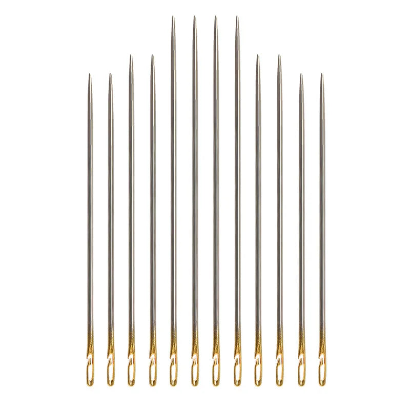 12PCS Side Holes Blind Needles Sewing Stainless Steel Elderly Needle Household DIY Jewelry Beading Threading Apparel Needles Qme