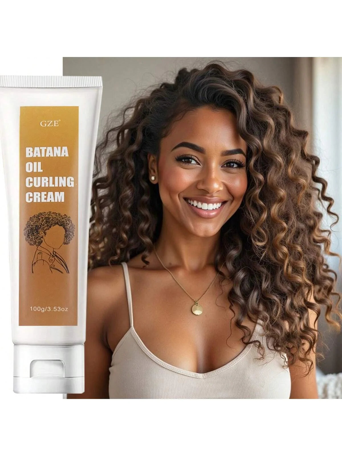GZE Batana Oil Curling Cream for Curl Wavy Hair Curl Activator Curly Control Enhancing Defining Frizz Control Smooth Qme