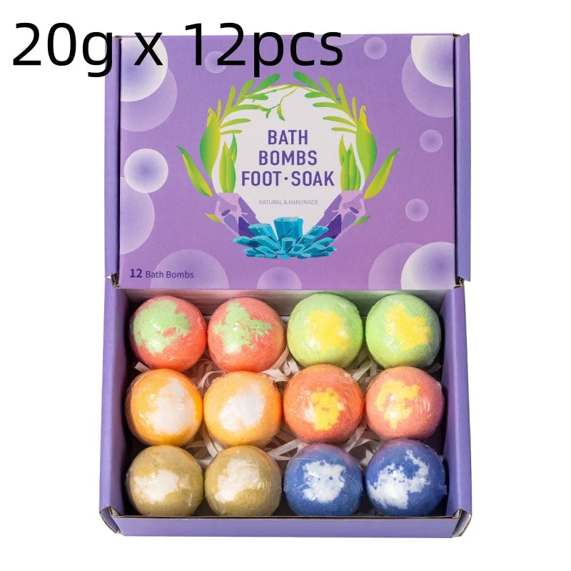 12pcs Bath Bubble Ball Kit Essential Oil Bath Salts Skin Care Exfoliating Moisturizing Shower Bath Balls Accessories Relaxing Qme 12pcs 20g 20g