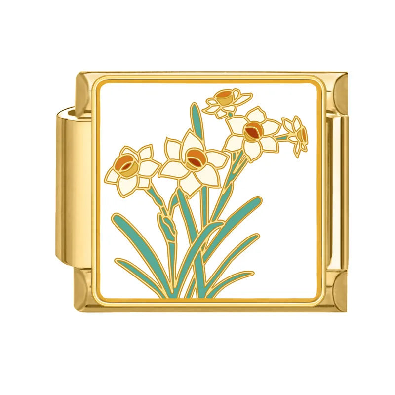 Gold Spring Summer Colorful Starfish Beach Sky Flowers Italian Charm