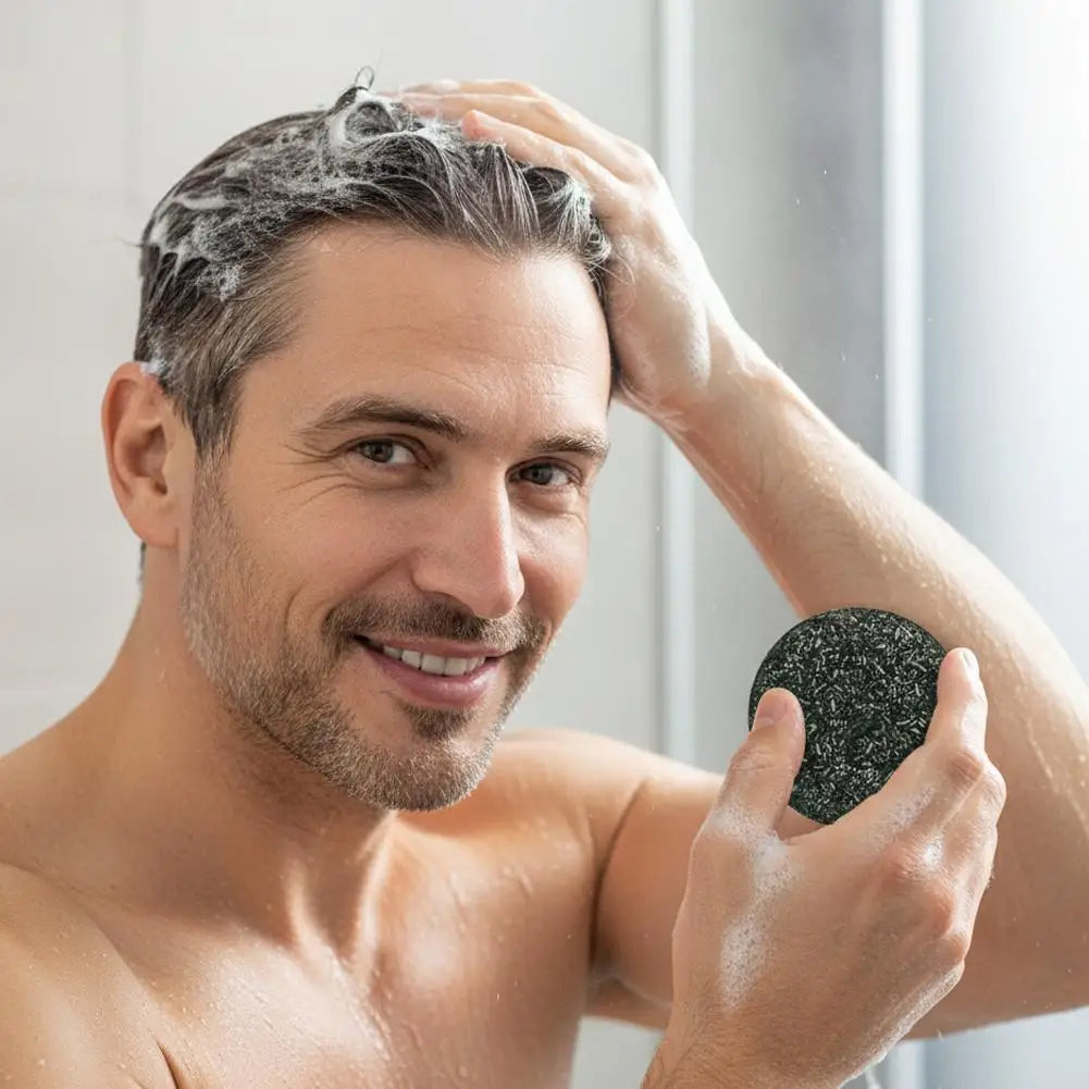 Men's Black Hair Soap Gray Darkening Shampoo Bar Beard Dye Men Qme
