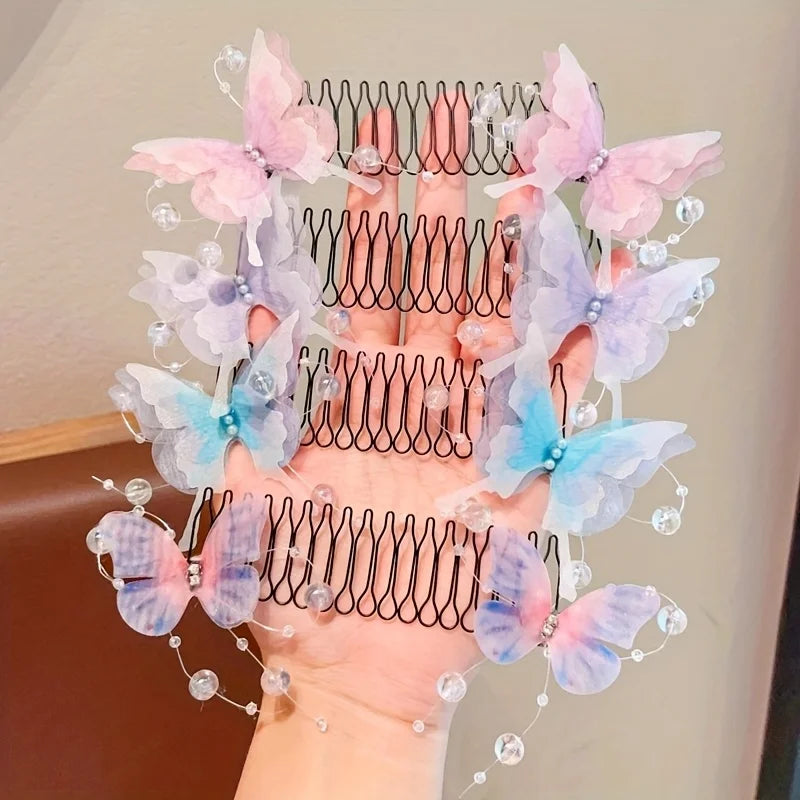 Cute Invisible Butterfly Hair Clip, Stretchable Invisible Hair Clip, U-shaped Hair Trimming Fixed Comb, Hair Accessory Hair Rack Qme