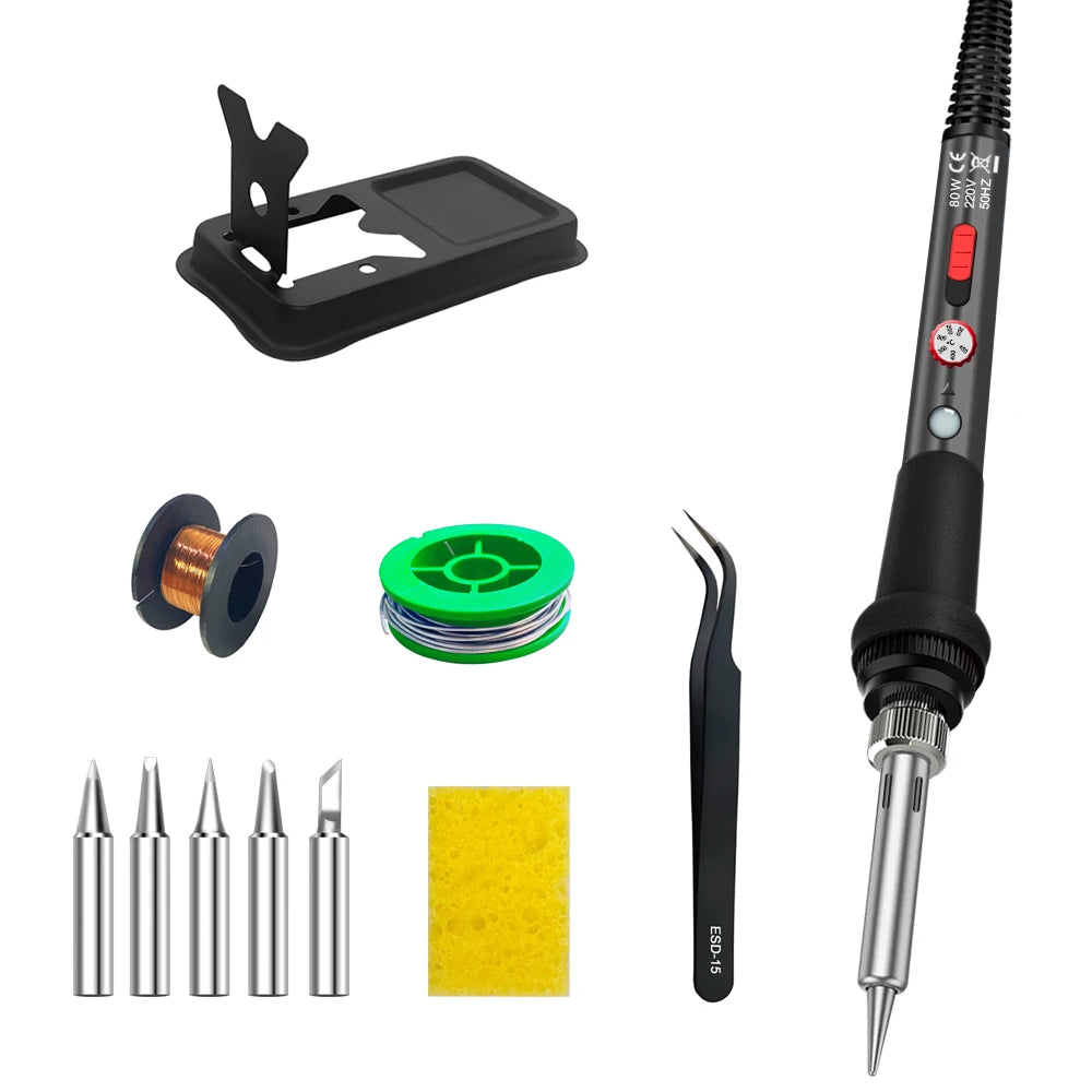 Soldering Iron 60W 80W Adjustable Temperature Electric Solder Rework Qme PRO SET 220V EU PLUG