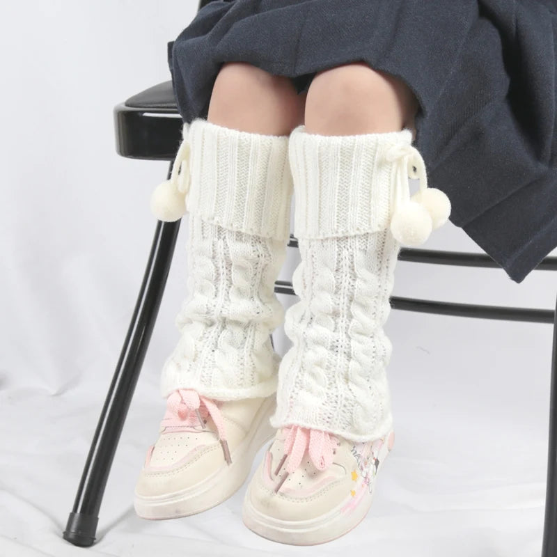 Soft Knitted Toddler Leg Covers Baby Cute Calf Leg Warmers for Kids Girls Fashion Children Pile Sock Winter Lolita Knee Socks Qme
