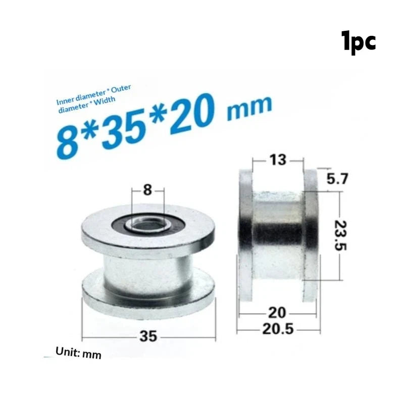 1 M8 M10x35x20mm H-groove Pulley Belt Groove Roller 6000-2RS Bearing Qme 1Pcs 8x35x20