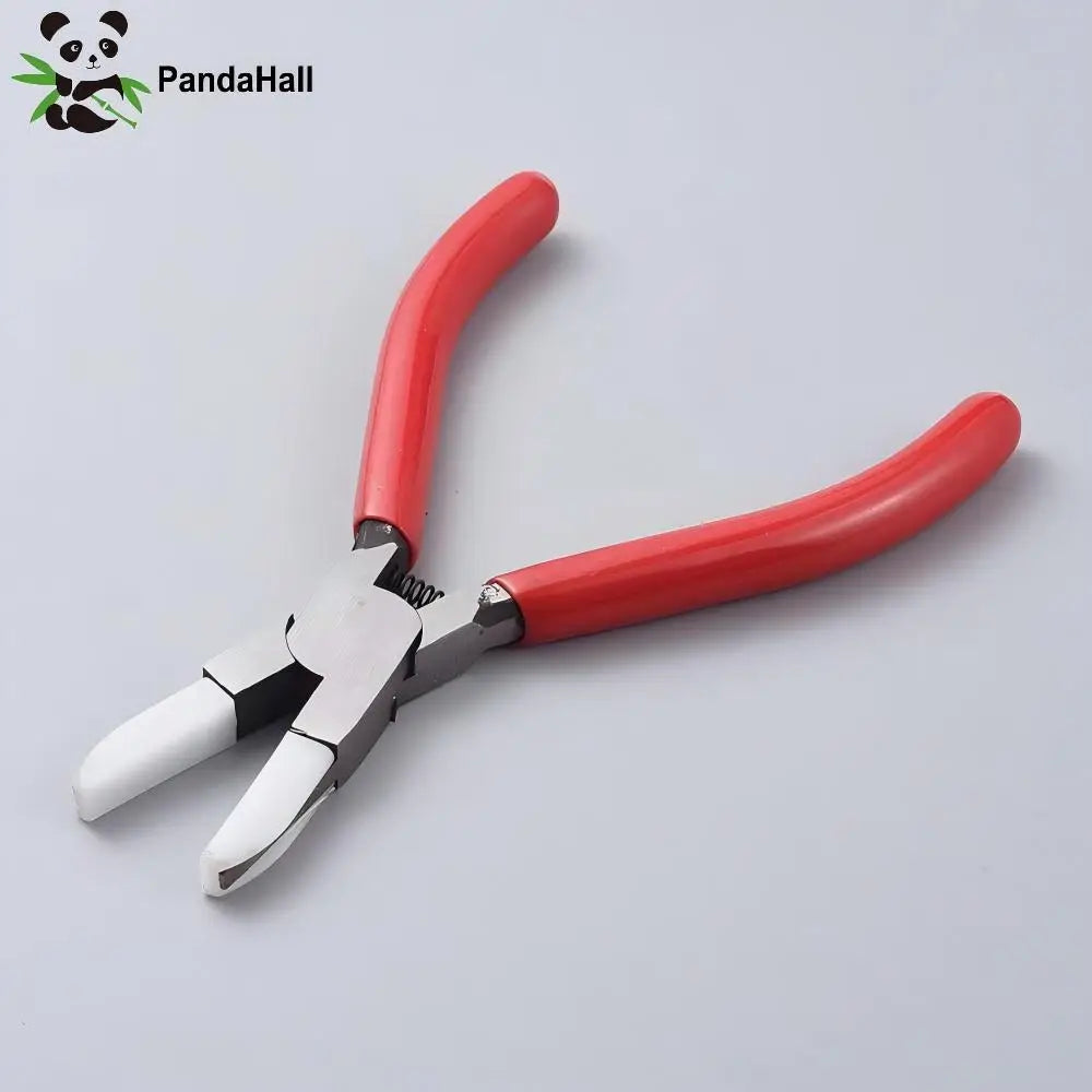 Pandahall Carbon Steel Jewelry Pliers Red Flat Nose Plier with Cover for Jewelry DIY Making Tools 142x98x8mm Qme
