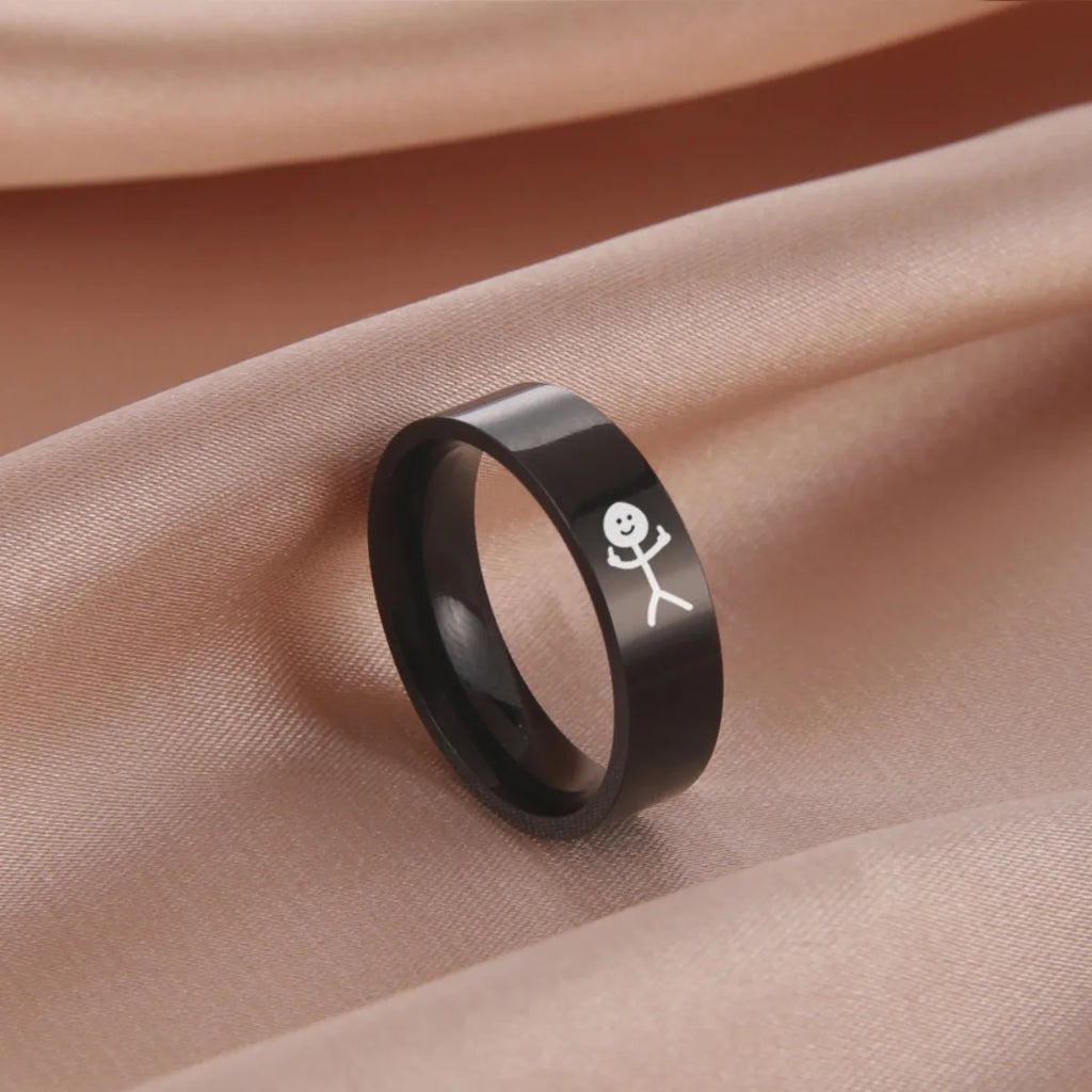 Simple Personality Charm Trend Funny Middle Finger Stickman Ring Hip Hop Doodle Rings for Man Couple Party New Gifts Jewelry Qme