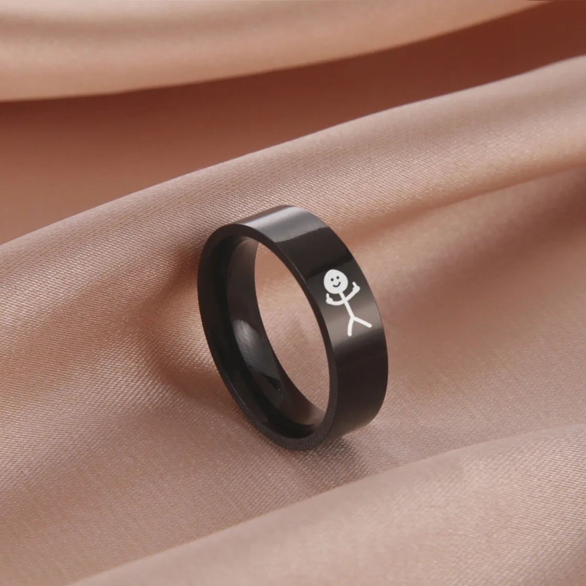 Simple Personality Charm Trend Funny Middle Finger Stickman Ring Hip Hop Doodle Rings for Man Couple Party New Gifts Jewelry Qme