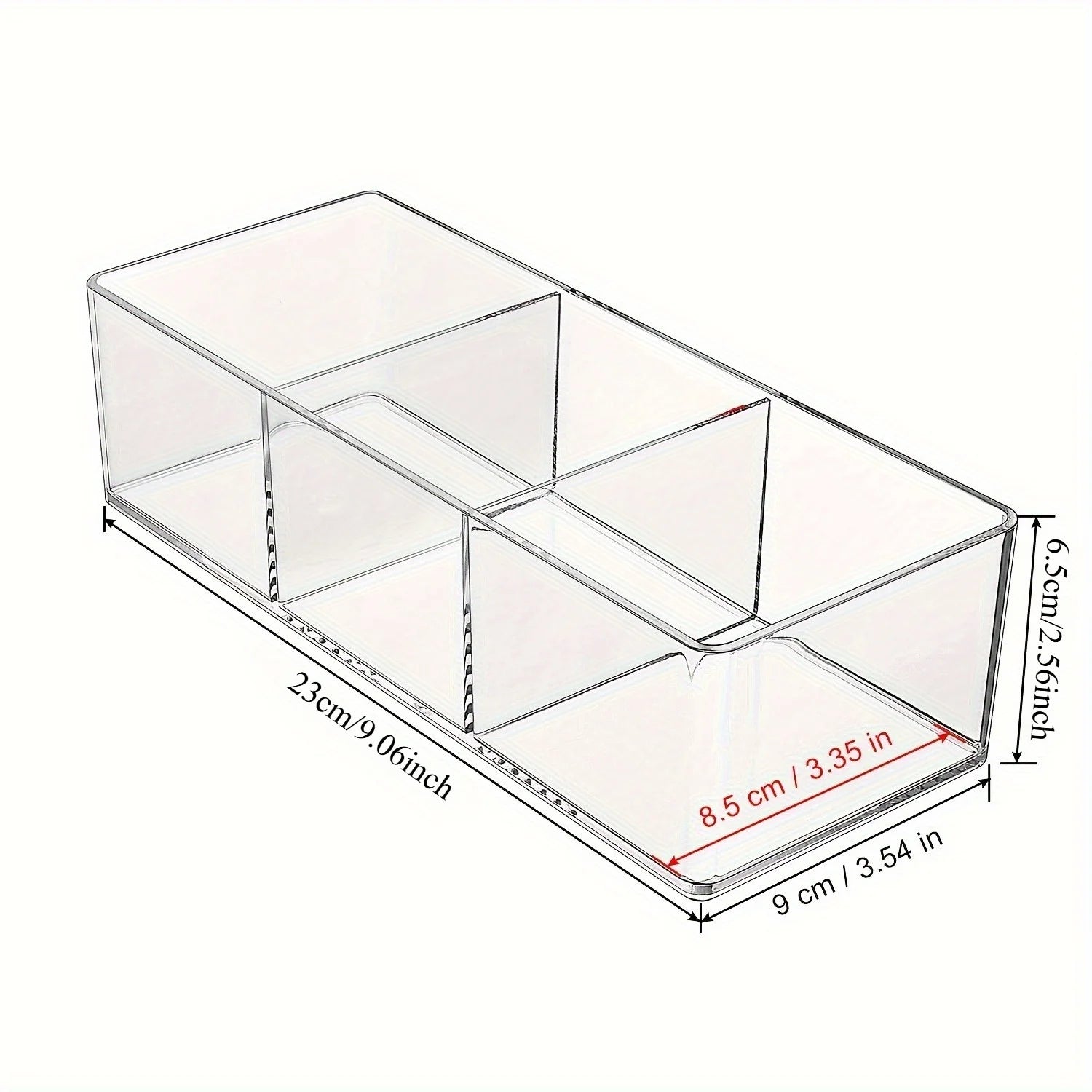 Three-compartment makeup storage box - Stackable makeup storage drawers, suitable for dressing tables, bathrooms and kitchen Qme Clear 1pc