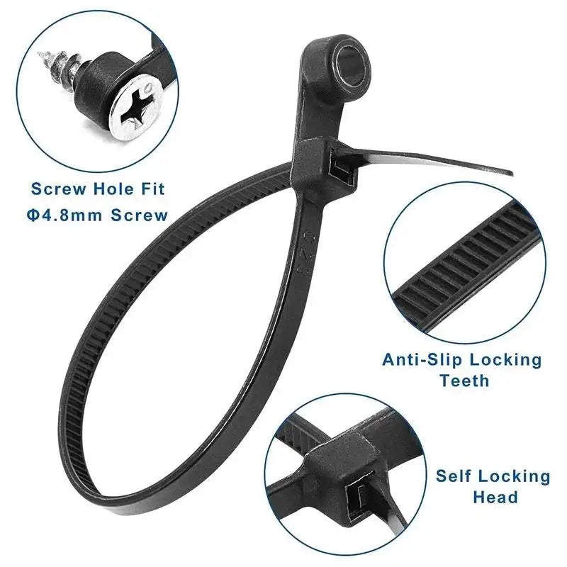 Self-locking Cord Ties Straps Fastening Loop Office Organizer Screw Qme