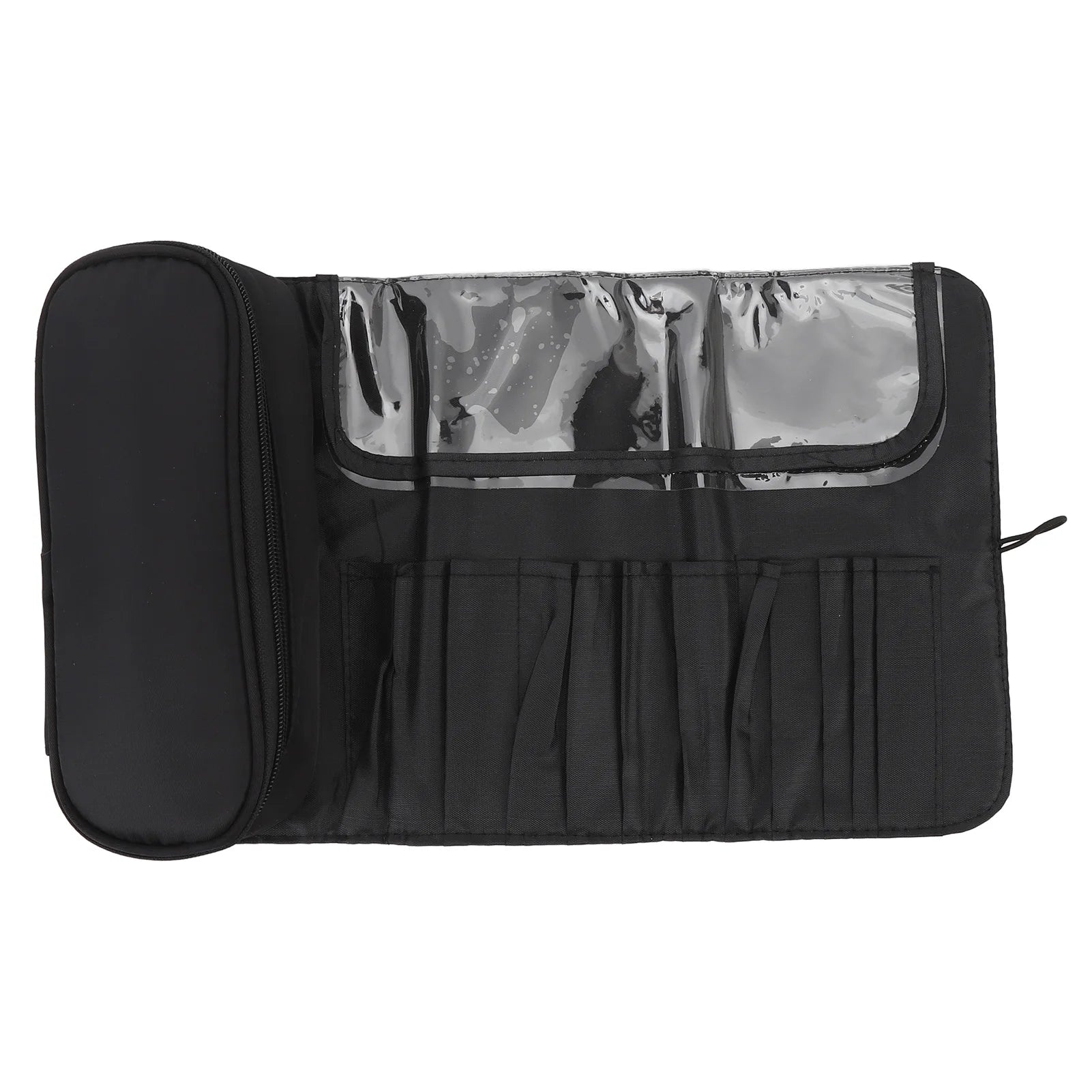 Makeup Brush Travel Case Makeup Brush Travel Case 12 Slots Multifunctional Waterproof Foldable Travel Cosmetic Brush Case Black Qme black