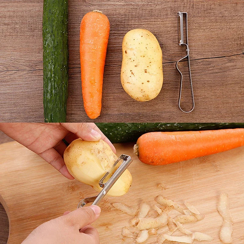 Stainless Steel Vegetable Fruit Peeler Multi-function Potato Carrot Peeling Knife Kitchen Gadgets Thickened Handle Easy To Clean Qme