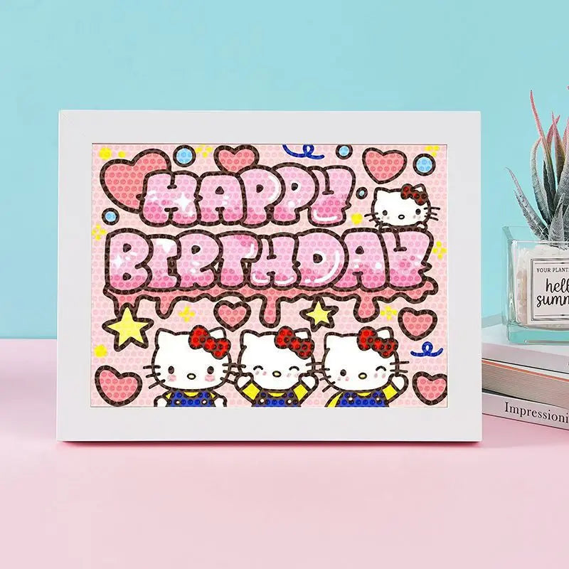 Hello Kitty Kuromi Diamond Painting DIY Craft Kit with Frame Cartoon Diamond Painting for Students Diamond Painting Gift Qme 27